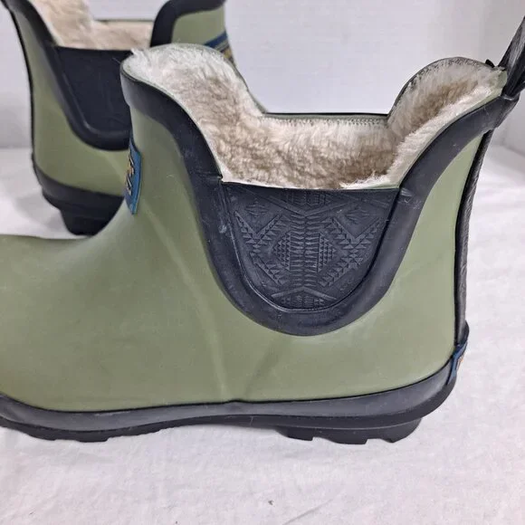 Pendleton Chelsea Boots Woman 7 Green Rubber Waterproof Lined Slip On Comfort - Picture 13 of 14